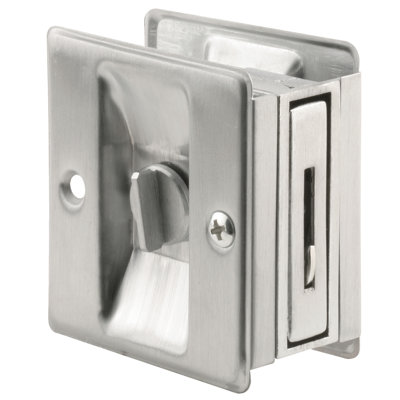 Serrure d'intimité avec porte à gousset avec poignée - Remplacez rapidement et facilement les serrures de porte à gousset usagées ou endommagées - Chrome satiné (paquet simple)