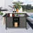 Large Outdoor Wicker Bar Cart With Storage, Stainless Steel Top, Wheels & Side Handle – Patio Or Kitchen