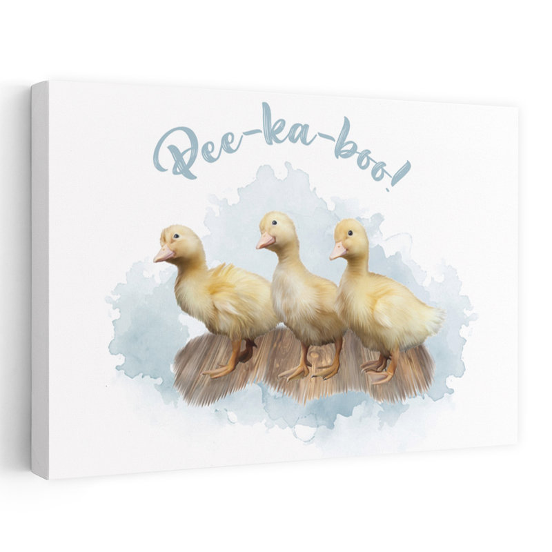 Pee-ka-boo Bathroom Ducks by Catch A Star Fine Art - Wrapped Canvas Print, 40.64cm H x 60.96cm W