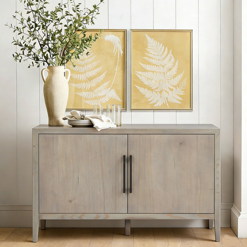 47 Inch Sideboard Buffet Cabinets, Wooden Storage Cabinet with Metal Handles for Living Room, Kitchen, grey