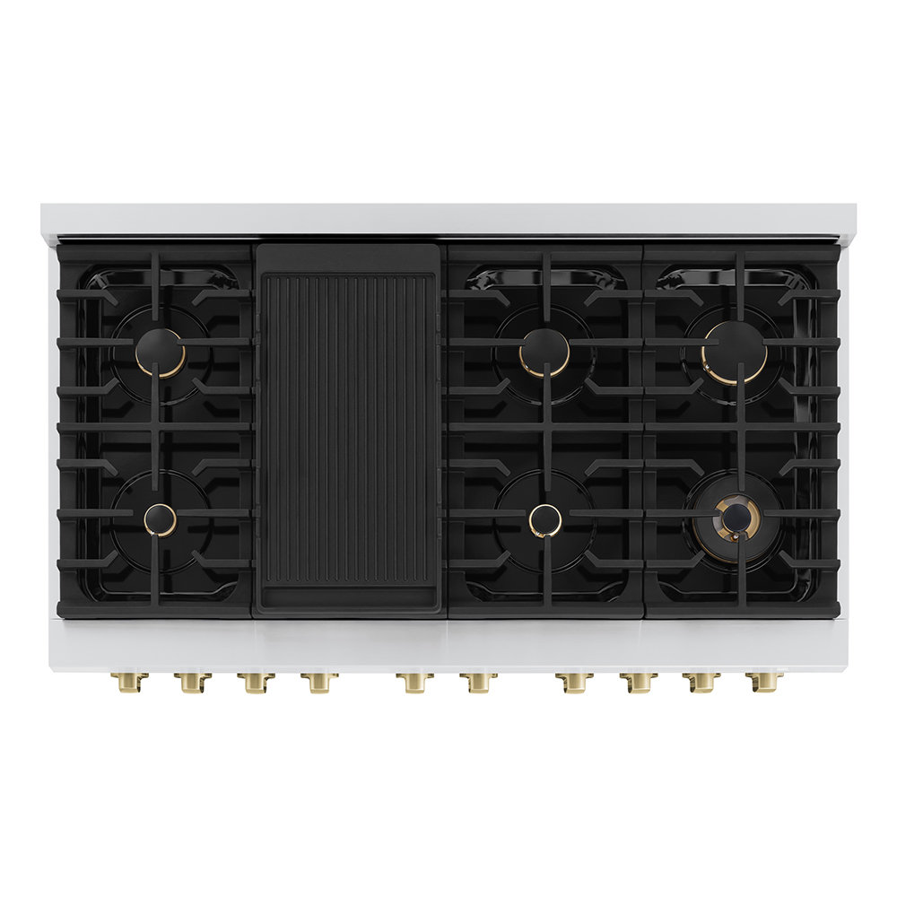 ZLINE Autograph Edition 48" Paramount Gas Range w/ 8 Burners & Champagne Bronze Accents ZLINE