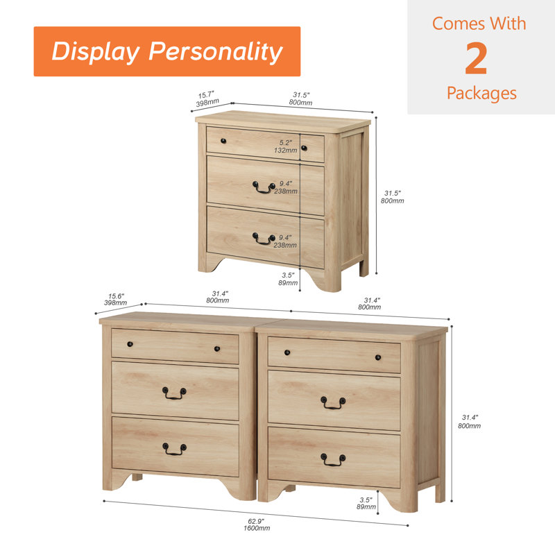 63" Wood Dresser With 6 Drawers,2-IN-1 Farmhouse Storage Dresser Bedside Cabinet,Side Table For Bedroom,Living Room, Closet