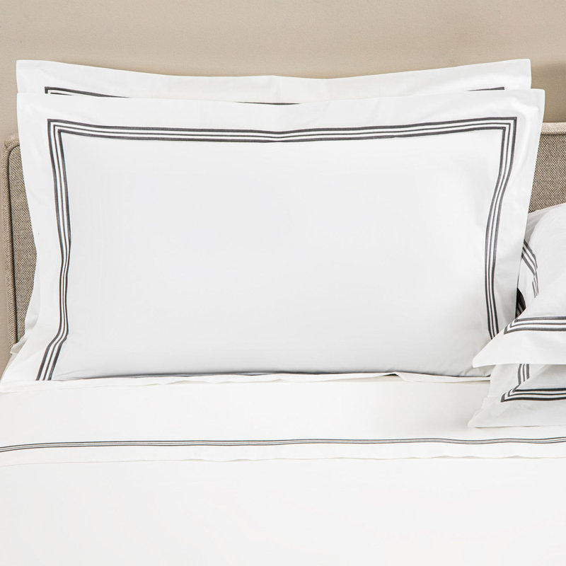 Triplo Bourdon Sham, White/Slate Gray, King