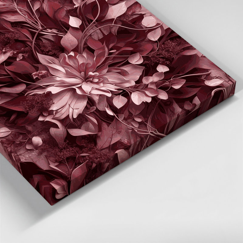 "Abstract Florals 5", art mural sur toile rouge, H 8 po x l 8 po