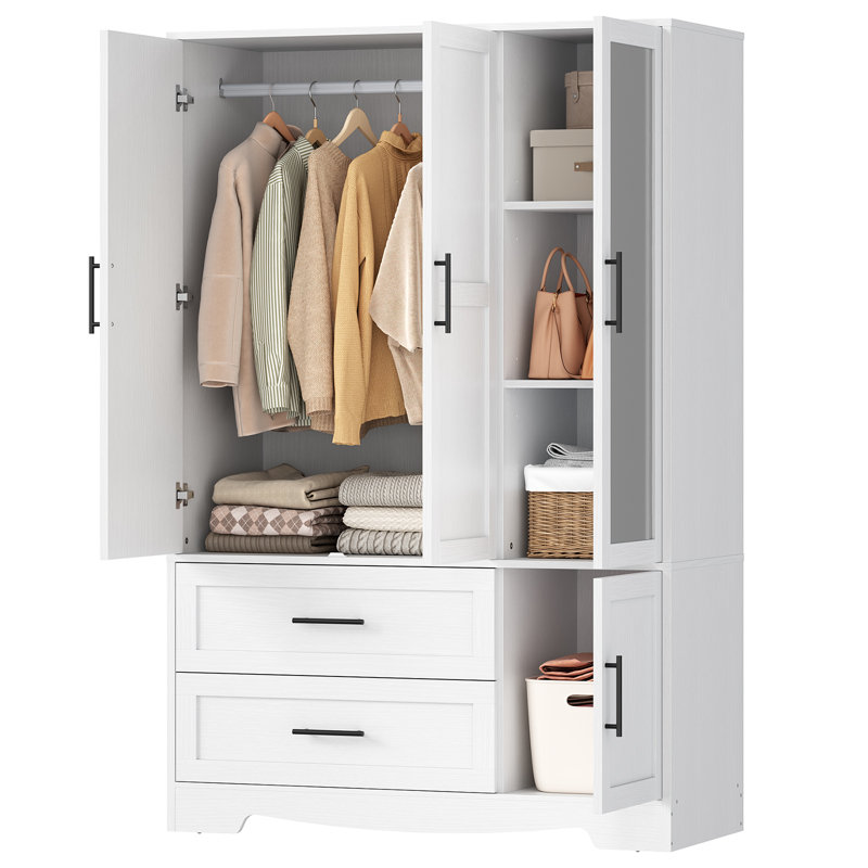 4-door Wooden Armoire With Mirror
