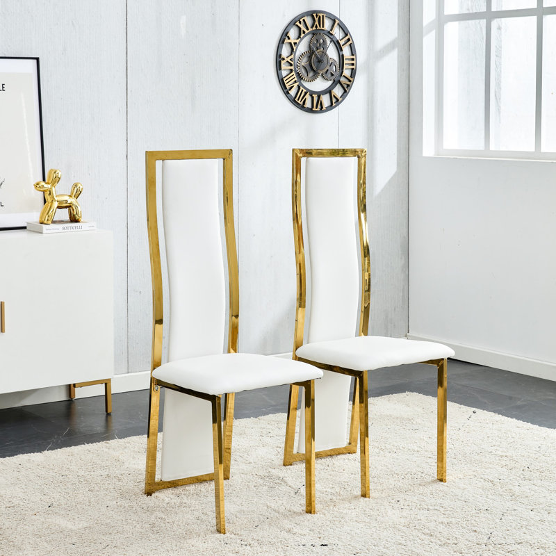 Kristiane Velvet Upholstered Full Back Dining Chairs Modern Design (Set of 2), White