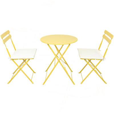 Ensemble 3 pièces de chaises bistro et de patio bistro Metail - Jaune