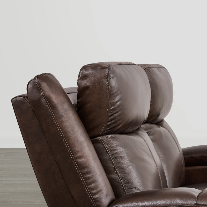 Zachery Genuine Leather Power Reclining Sofa, Dark Brown, 2