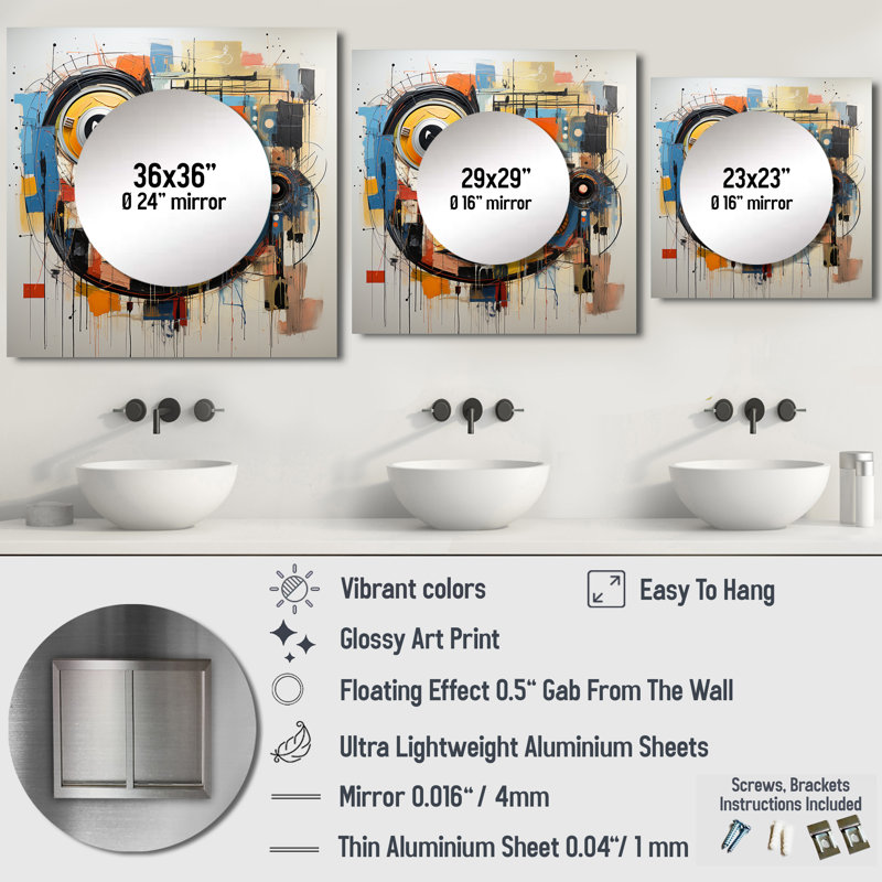 Art mural en miroir Paddie, 29 po x 29 po