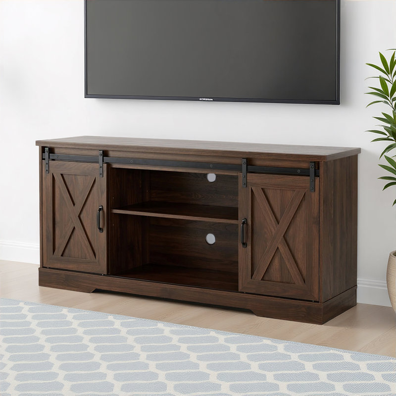 Meuble télé Chiara pour téléviseur de 75 po ou moins avec armoires Chiara, Brun