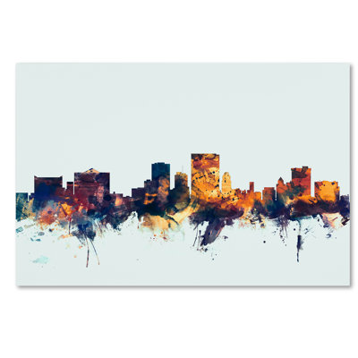 El Paso Texas Skyline Blue' Graphic Art on Wrapped Canvas -  Ivy Bronx, IVYB6506 40338844