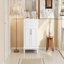 Meuble-lavabo autoportant de 48 po avec lavabo en marbre blanc, pieds dorés, 3 tiroirs et 2 portes, pré-assemblé, noir-118401247