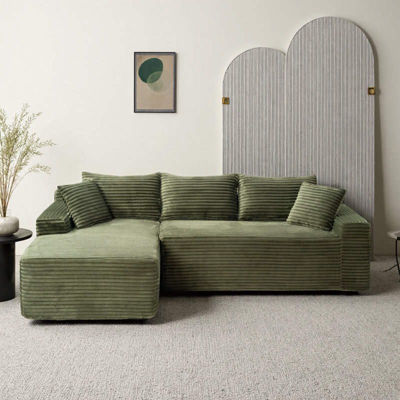 Canapé modulaire 94,5 po Cloud - modulaire en L avec méridienne réversible, aucun assemblage requis - velours côtelé, canapé d'angle à siège profond - minimaliste moderne pour le salon, la chambre à coucher, un appartement