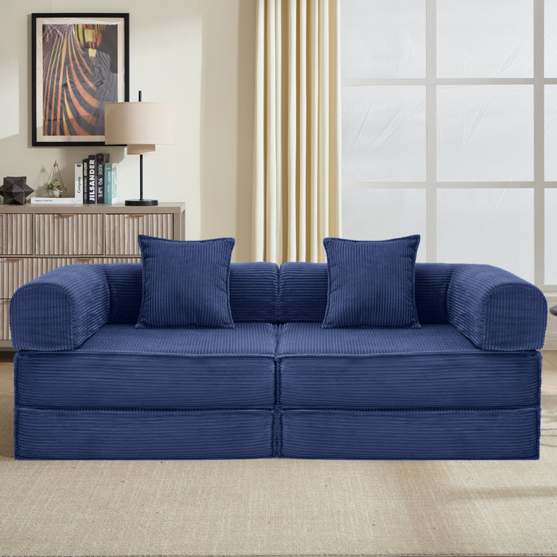Boneless Two-Seater Modular sofa Bed, Blue