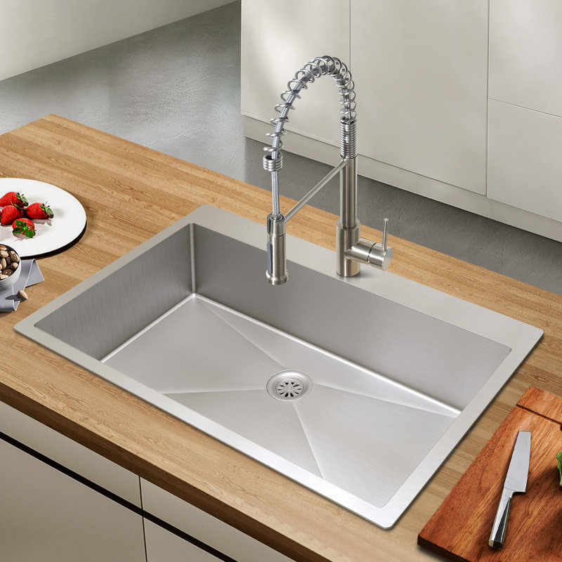 WFKC33 33'' L Dual Mount Single Bowl Stainless Steel Kitchen Sink