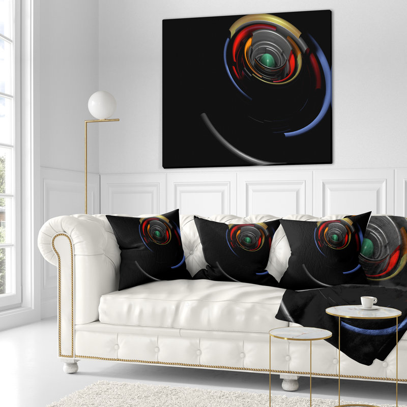 Fractale 3D à rayures cerclées - coussin imprimé abstrait, 16 po x 1 po, Coussin décoratif