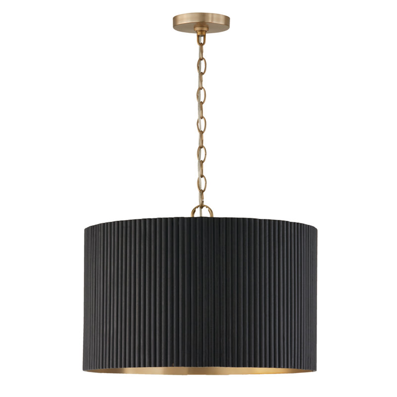 Donovan 3 - Light Gold Drum Pendant, Black