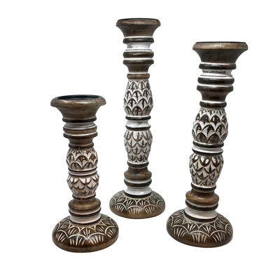 18'' H Wood Tabletop Candlestick