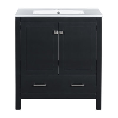 Ensemble de meuble-lavabo 60 po avec double meuble-lavabo, lavabos en céramique et beaucoup de rangement pour les salles de bain modernes