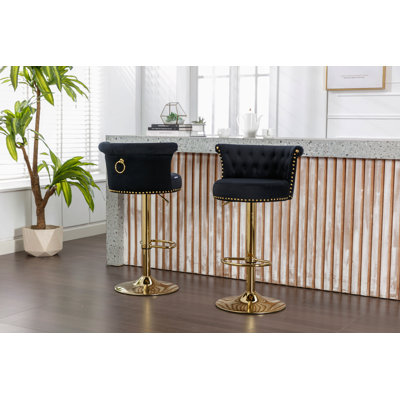 Ensemble de 2 tabourets de bar pivotants avec repose-pieds réglables avec repose-pieds pour la cuisine et la salle à manger 2PC / ENSEMBLE