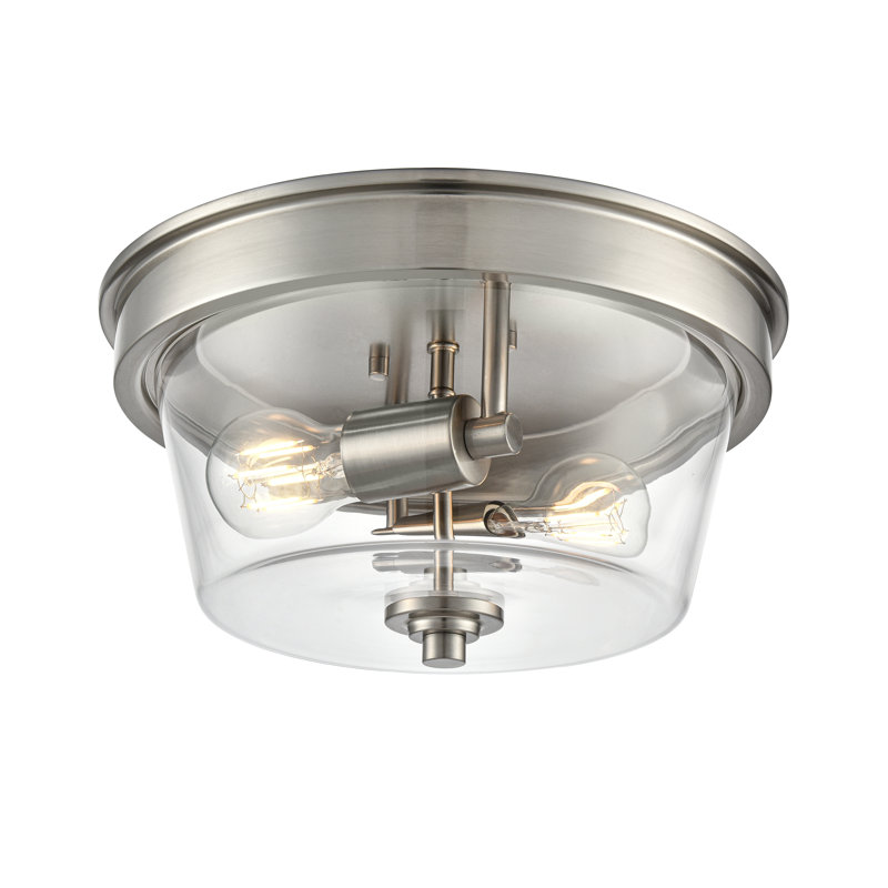 Strayhan 13" 2-Light Flush Mount - Brushed Nickel, Brushed Nickel