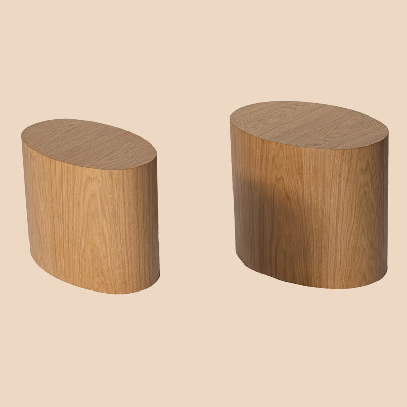 2 Pieces Oval Ellipse End Table Set