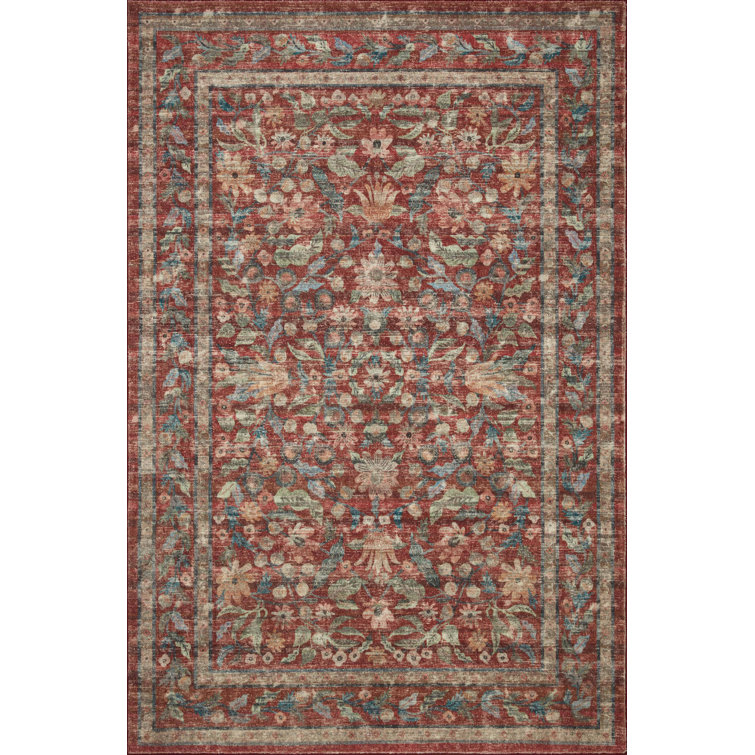 Rifle Paper Co. x Loloi Courtyard Crimson Area Rug feat. CloudPile