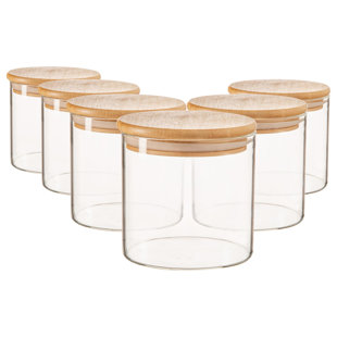 Acacia Wood Glass Pasta Storage Jar 1.2L for Pantry Organisation