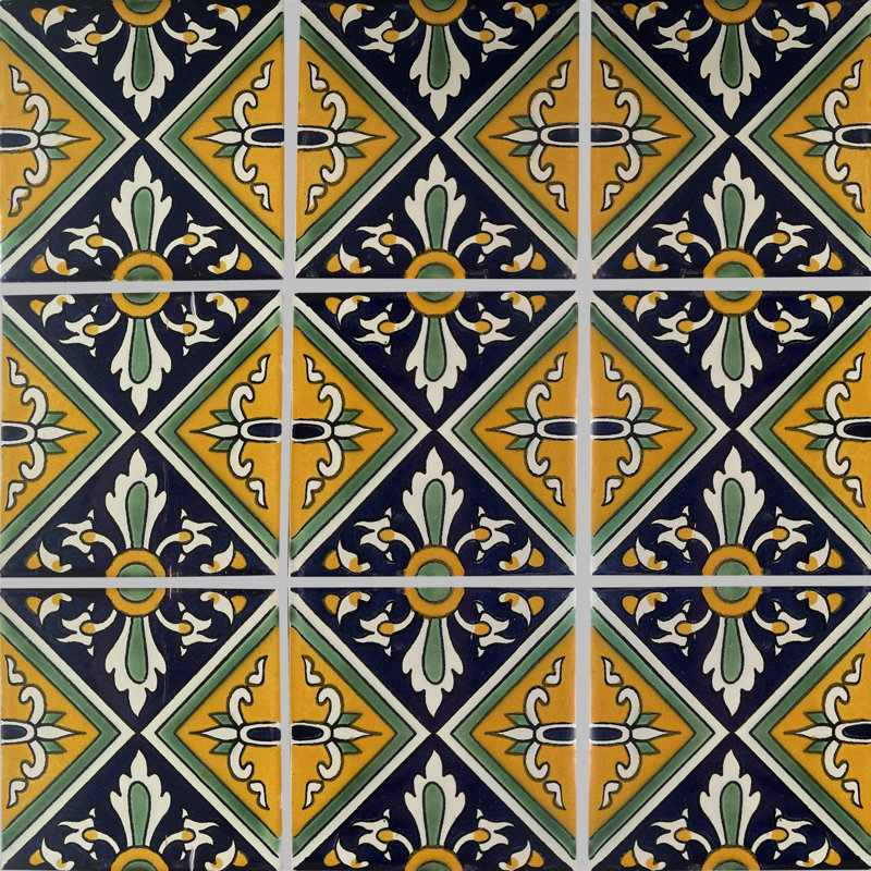 4,2 po x 4,2 po mosaïque de dosseret faite à la main 9 pièces TalaMex Cosmos