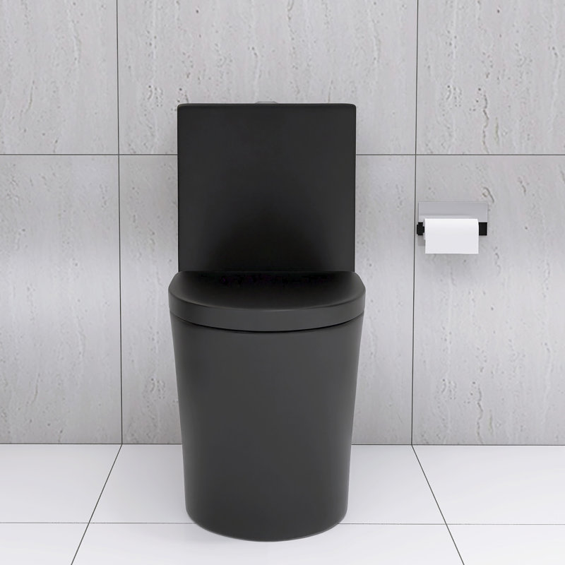 Ensemble de toilette allongé une pièce avec finition brillante et siège à fermeture en douceur Mistral, Noir