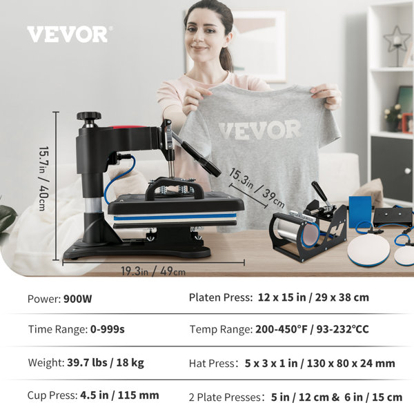 VEVOR Heat Press, 15x15 Power Heat Press Machine for T-Shirt, Fast