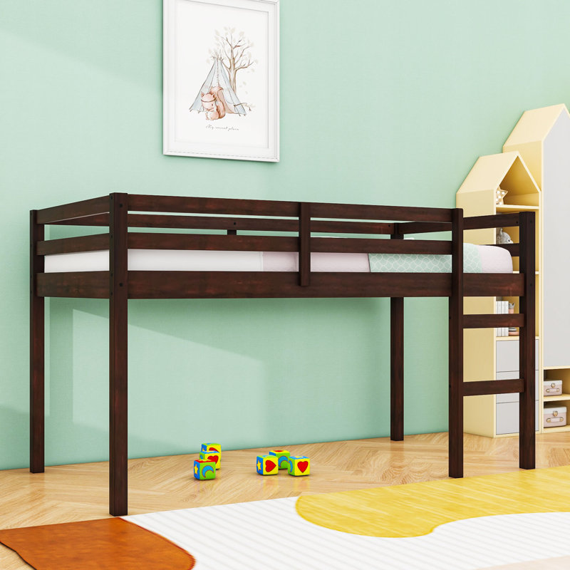 Lit mezzanine simple avec échelle et caractéristiques de sécurité améliorées, Espresso