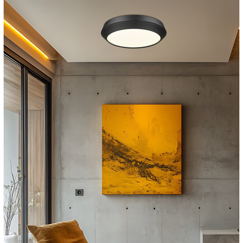 Plafonnier encastré 1 lumière noir mat 16 po Grenshaw, Noir mat