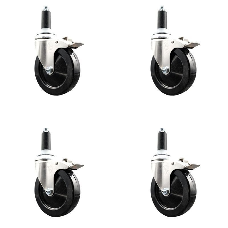 Jeu de roulettes extensibles en caoutchouc souple, H 5 po x l 5 po