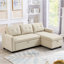 Lit rembourré avec méridienne de rangement beige - Canapé modulaire convertible carré et revêtu de lin