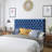 Queen Size Headboard With Navy Blue Velvet Cover, Button Diamond Stitch, Adjustable For Bedroom Contemporary Headboard, Legs, Stitch Upholstery, Magnificent-1020546649