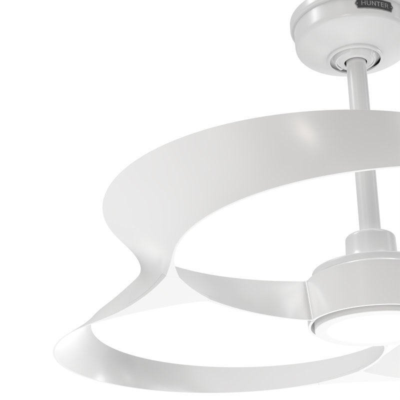 Hunter 42 inch Zentech Wi-Fi ENERGY STAR® Damp Rated Ceiling Fan with LED Light Kit and Handheld Remote, Fresh White