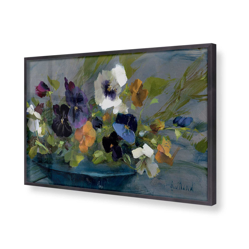 Impression d'un arrangement de pensées vives, H 19,25 po x l 25,25 po, Zinc patiné