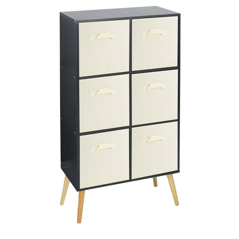 Zabarskaya 110cm H x 60cm W Wood Standard Bookcase, Black/Cream/Beech