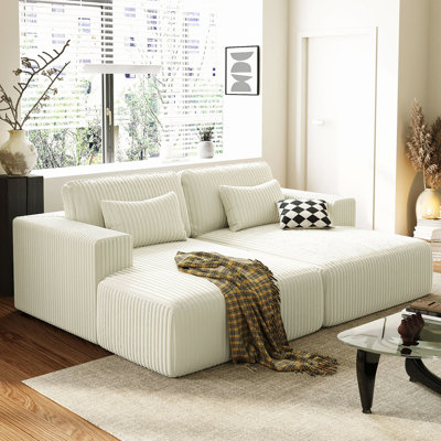 Canapé-lit double en Corduroy avec 2 coussins, parfait pour les salons, les appartements et les bureaux