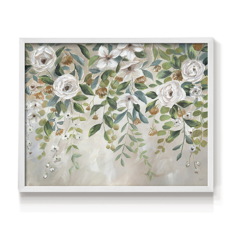 Fleurs en cascade - impression encadrée - réarmable, H 11 po x l 14 po, Blanc