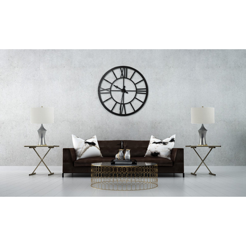 Horloge murale ronde en métal, Noir