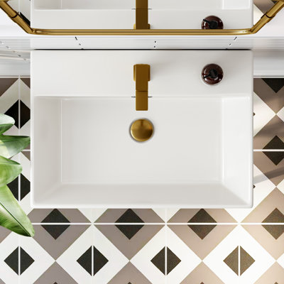24 po Lavabo de console de salle de bain rectangulaire en céramique blanche avec pieds et trop-plein