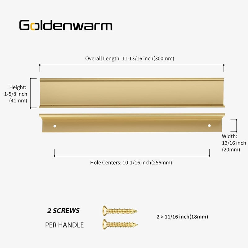 15 Pack 256mm Gold Finger Edge Pulls Drawer Finger Pulls Champagne Gold Kitchen Hardware Handles Bedroom Dresser Drawers, 10