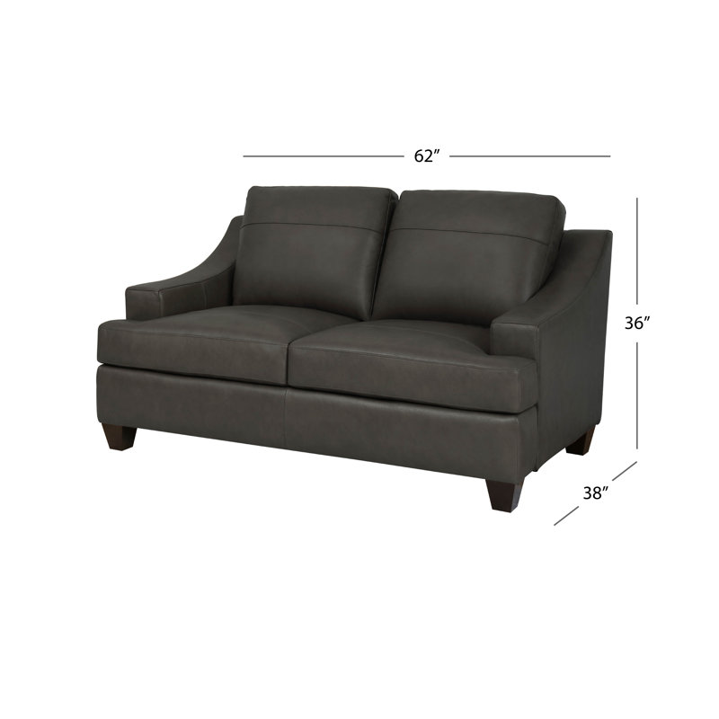Upholstered 62.5'' Loveseat, Gray Genuine Leather