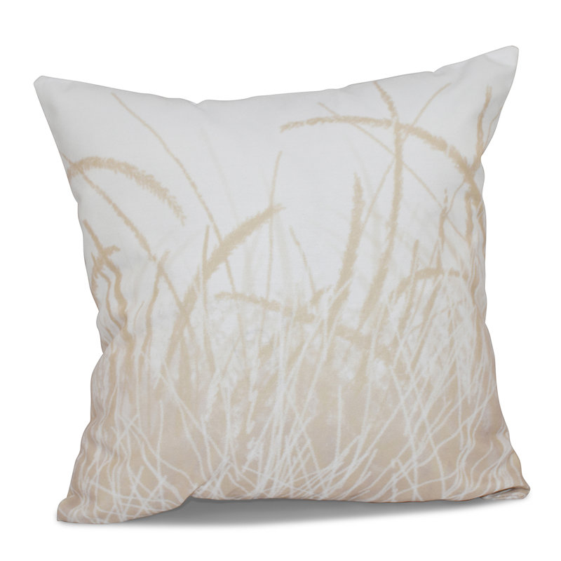 Beach Vacation Floral Reversible Throw Pillow, 20" H x 20" W, Taupe