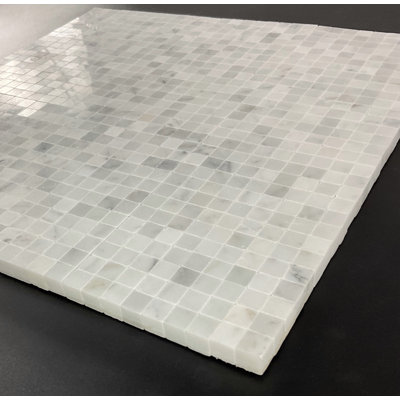 Carreau de mosaïque carré blanc 3/8 po en marbre de Carrare blanc - feuille de pierre naturelle polie 12 po x 12 po