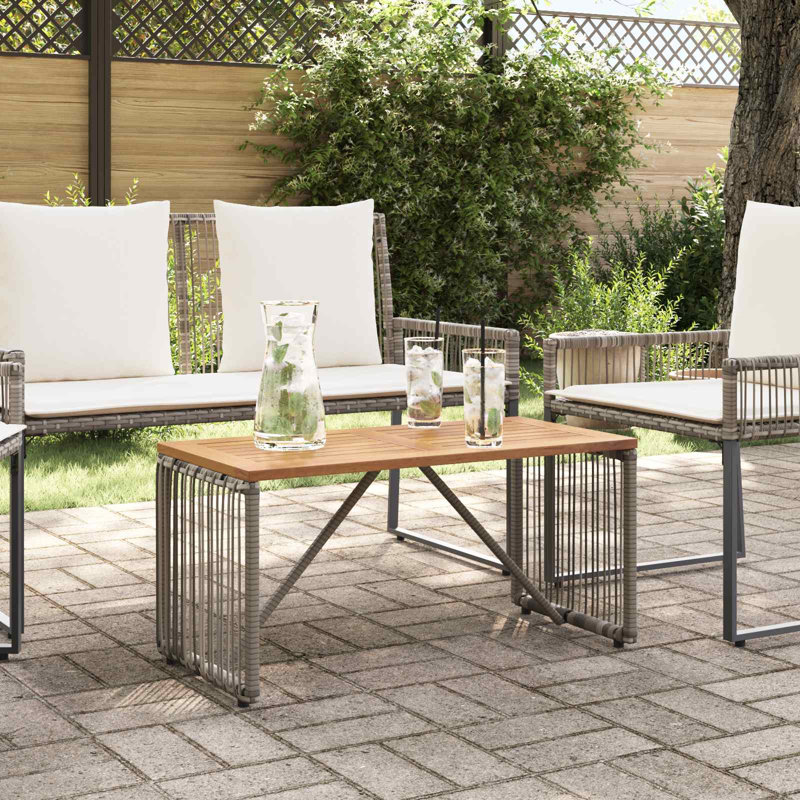 Rectangle Outdoor Coffee Table - 80 cm W 40 cm D, Brown / Grey
