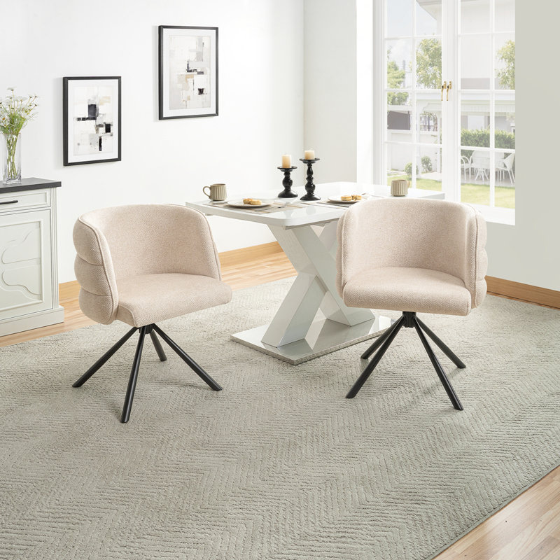 Ensemble de 2 chaises de salle à manger rembourrées modernes, Beige