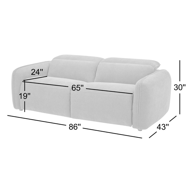 Pompeo 86'' Upholstered Reclining Sofa, Elite Charcoal Gray Boucle